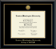 Eastern Washington University diploma frame - Gold Engraved Medallion Diploma Frame in Onyx Gold