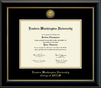Eastern Washington University diploma frame - Gold Engraved Medallion Diploma Frame in Onyx Gold