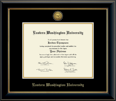 Eastern Washington University diploma frame - Gold Engraved Medallion Diploma Frame in Onyx Gold