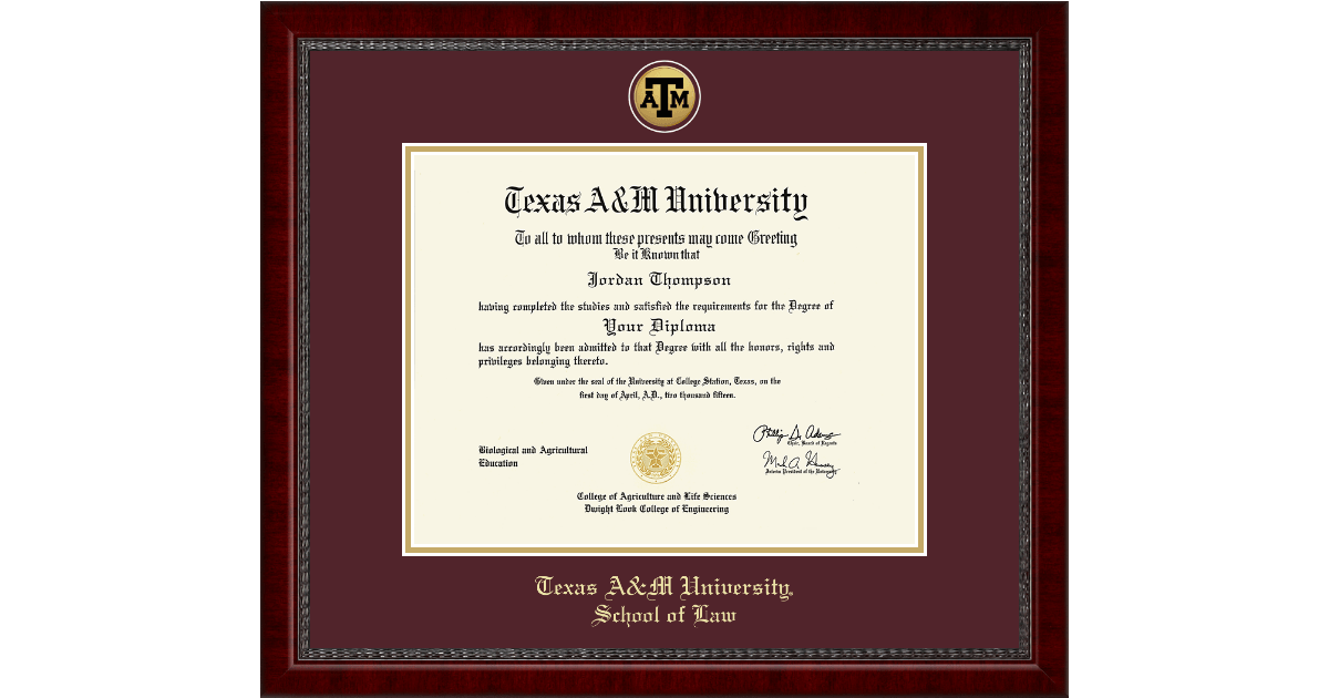 Gold Engraved Medallion Diploma Frame in Sutton Texas A&M University ...