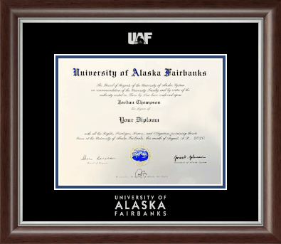 University of Alaska Fairbanks diploma frame - Silver Embossed Diploma Frame in Devonshire