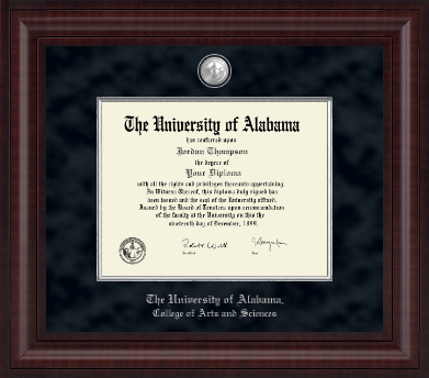 The University of Alabama Tuscaloosa diploma frame - Presidential Pewter Masterpiece Diploma Frame in Premier