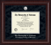 The University of Alabama Tuscaloosa diploma frame - Presidential Pewter Masterpiece Diploma Frame in Premier
