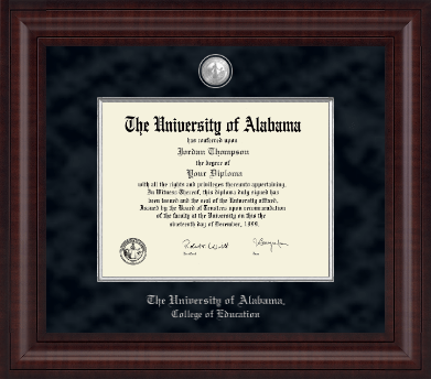 The University of Alabama Tuscaloosa diploma frame - Presidential Pewter Masterpiece Diploma Frame in Premier