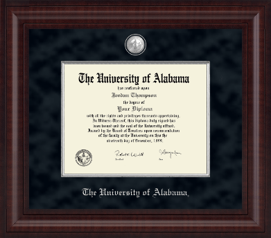 The University of Alabama Tuscaloosa diploma frame - Presidential Pewter Masterpiece Diploma Frame in Premier