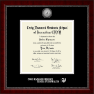 Craig Newmark Graduate School of Journalism CUNY diploma frame - Silver Engraved Medallion Diploma Frame in Sutton