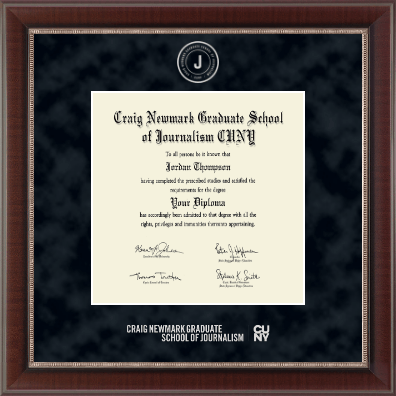 Craig Newmark Graduate School of Journalism CUNY diploma frame - Silver Embossed Diploma Frame in Chateau