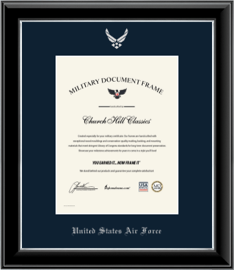 United States Air Force certificate frame - Silver Embossed Certificate Frame in Onyx Silver