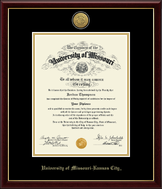 University of Missouri Kansas City diploma frame - Gold Engraved Medallion Diploma Frame in Galleria