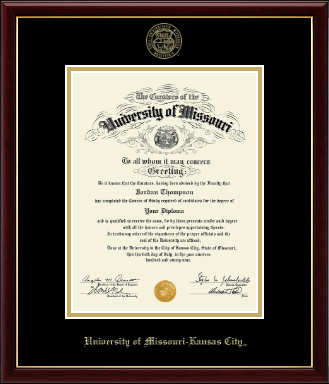 University of Missouri Kansas City diploma frame - Gold Embossed Diploma Frame in Galleria