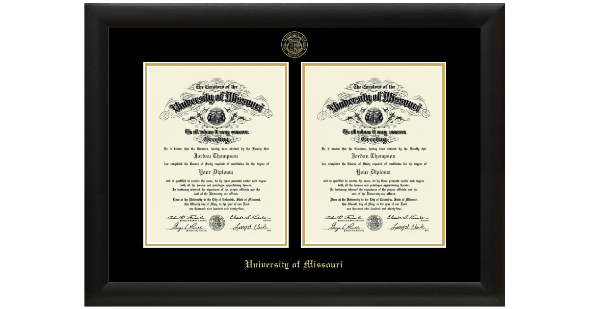 Double Diploma Frame in University of Missouri Columbia Item