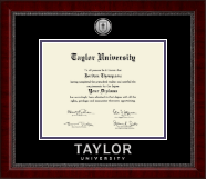 Taylor University diploma frame - Silver Engraved Medallion Diploma Frame in Sutton