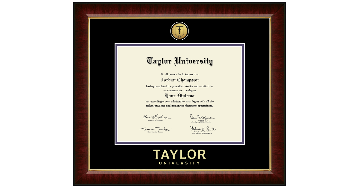Gold Engraved Medallion Diploma Frame in Murano Taylor University