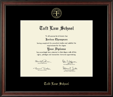 Taft Law School diploma frame - Gold Embossed Diploma Frame in Studio