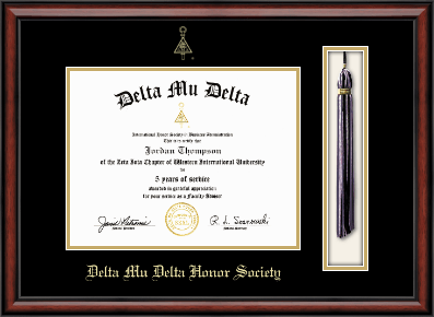 Delta Mu Delta Honor Society diploma frame - Tassel & Cord Certificate Frame in Southport