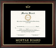 Mortar Board National College Senior Honor Society certificate frame - Gold Embossed Certificate Frame in Studio Gold