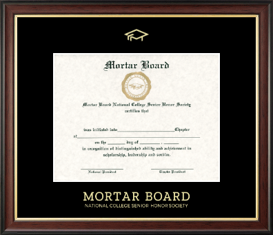 Mortar Board National College Senior Honor Society certificate frame - Gold Embossed Certificate Frame in Studio Gold