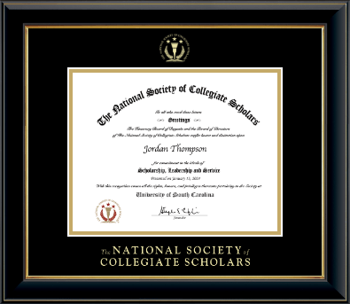 The National Society of Collegiate Scholars certificate frame - Gold Embossed Certificate Frame in Onyx Gold