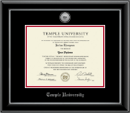 Temple University diploma frame - Silver Engraved Medallion Diploma Frame in Onyx Silver