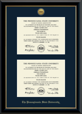 Pennsylvania State University diploma frame - Double Engraved Diploma Frame in Onyx Gold