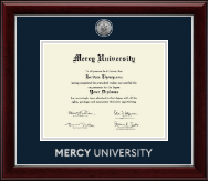 Mercy University diploma frame - Silver Engraved Medallion Diploma Frame in Gallery Silver