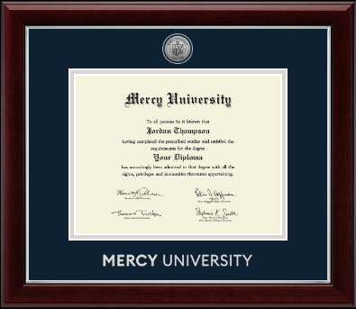 Mercy University diploma frame - Silver Engraved Medallion Diploma Frame in Gallery Silver