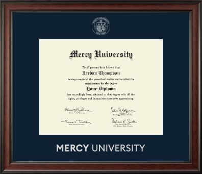 Mercy University diploma frame - Silver Embossed Diploma Frame in Studio