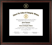 Edward Via College of Osteopathic Medicine diploma frame - Gold Embossed Diploma Frame in Studio