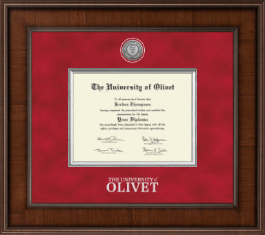 The University of Olivet diploma frame - Presidential Silver Engraved Diploma Frame in Madison