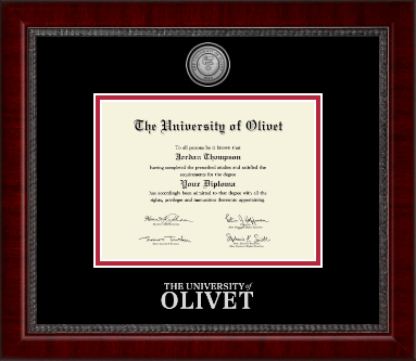 The University of Olivet diploma frame - Silver Engraved Medallion Diploma Frame in Sutton