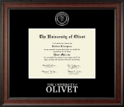 The University of Olivet diploma frame - Silver Embossed Diploma Frame in Studio
