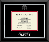 The University of Olivet diploma frame - Silver Embossed Diploma Frame in Onyx Silver