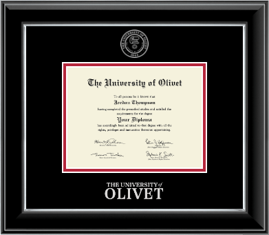 The University of Olivet diploma frame - Silver Embossed Diploma Frame in Onyx Silver