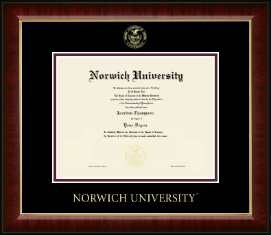Norwich University diploma frame - Gold Embossed Diploma Frame in Murano