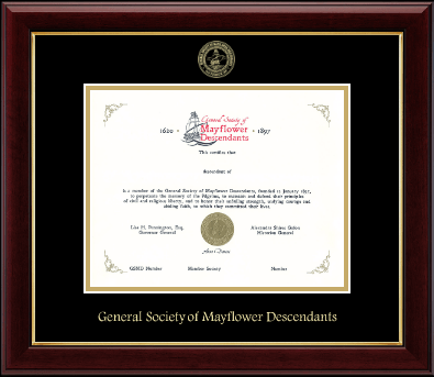 The Mayflower Society certificate frame - Gold Embossed Certificate Frame in Gallery