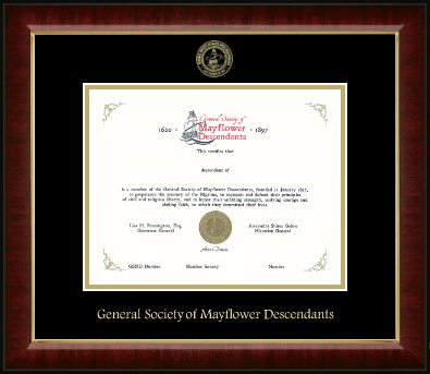 The Mayflower Society certificate frame - Gold Embossed Certificate Frame in Murano