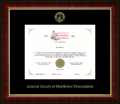 The Mayflower Society certificate frame - Gold Embossed Certificate Frame in Murano