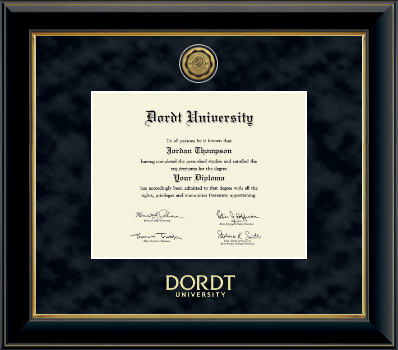 Dordt University diploma frame - Gold Engraved Medallion Diploma Frame in Onyx Gold