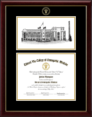 Edward Via College of Osteopathic Medicine diploma frame - VCOM Carolinas Campus Scene Diploma Frame in Gallery