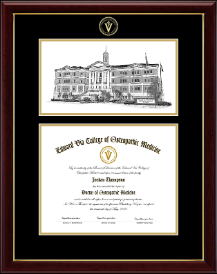 Edward Via College of Osteopathic Medicine diploma frame - VCOM Louisiana Campus Scene Diploma Frame in Gallery