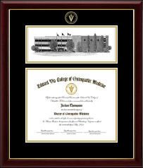 Edward Via College of Osteopathic Medicine diploma frame - VCOM Virginia Campus Scene Diploma Frame in Gallery