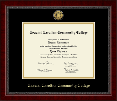 Coastal  Carolina Community College diploma frame - Gold Engraved Medallion Diploma Frame in Sutton