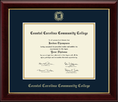 Coastal  Carolina Community College diploma frame - Gold Embossed Diploma Frame in Gallery