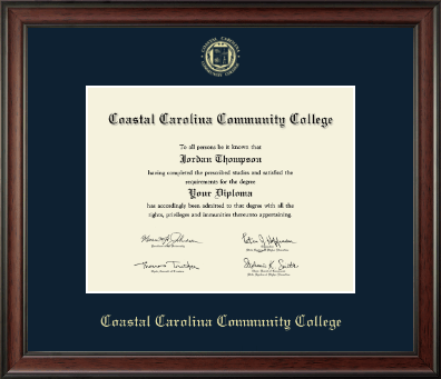 Coastal  Carolina Community College diploma frame - Gold Embossed Diploma Frame in Studio