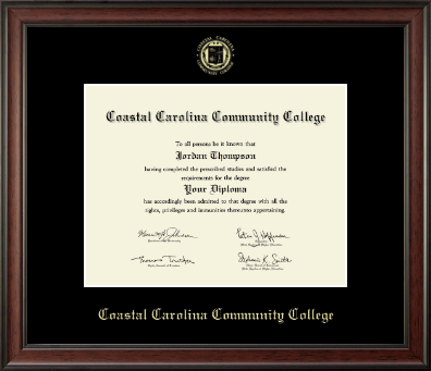 Coastal  Carolina Community College diploma frame - Gold Embossed Diploma Frame in Studio