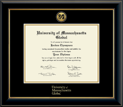University of Massachusetts Global diploma frame - Gold Engraved Medallion Diploma Frame in Onyx Gold
