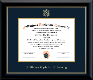 Initiators Christian diploma frame - Gold Embossed Diploma Frame in Onyx Gold