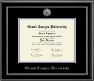 Grand Canyon University diploma frame - Silver Engraved Medallion Diploma Frame in Onyx Silver