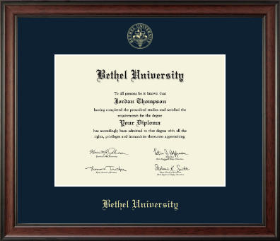 Bethel Minnesota diploma frame - Gold Embossed Diploma Frame in Studio