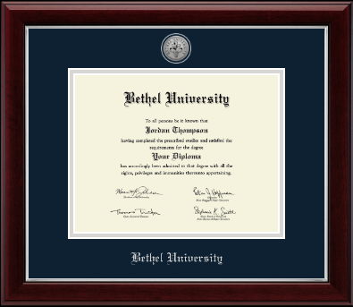Bethel Minnesota diploma frame - Silver Engraved Medallion Diploma Frame in Gallery Silver
